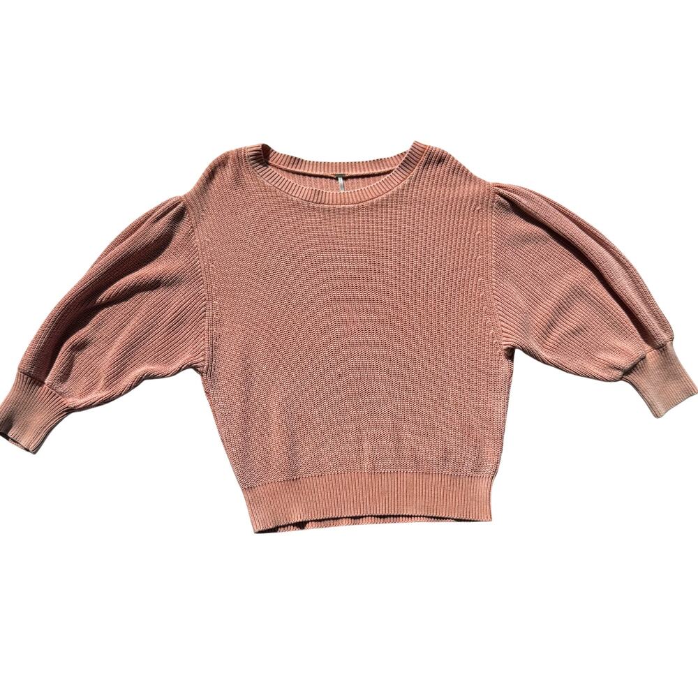 YFB Young Fabulous Broke Knit Sweater Apricot Pink Balloon Sleeve Women’s Medium - Picture 4 of 16